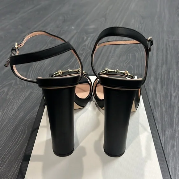 Gucci Horsbelt Black Leather 100mm Heels - Picture 2 of 4